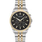 DEMARİ Erkek Kol Saati Quartz Mekanizma Full Fonksiyonlu – Gümüş & Gold Detaylı Çelik Kasa Siyah Kadran DM-00113G-D2 - Gold - Siyah