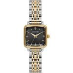 Demari Kadın Kol Saati Quartz Mekanizma – Gold & Gümüş Renk Kare Kasa Siyah Kadran Taş Detaylı DM-00113L-D2
