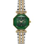 Demari Kadın Kol Saati Quartz Mekanizma – Gold & Gümüş Renk Sekizgen Kasa Yeşil Kadran Romen Rakamlı DM-00110L-D10