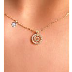 Demas Gold Pırlanta Tohumlu Beyaz Spiral 14 Ayar Altın Kolye Ucu