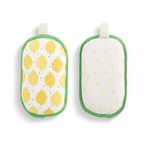 Demdaco Emici Ters Çevrilebilir Örgü Sünger, Bulaşık Temizleme Malzemeleri, 7,5 x 13,7 cm Polyester, Limon Deseni - 2'li Paket