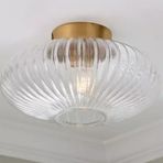 Demet Habek Mylights Rustik Vintage Şeffaf Elips Camlı Tavan Plofonyer Avize Çap 30 Cm