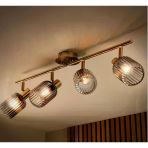 Demet Habek mylights vintage hareketli bal camlı dörtlü avize retro rustik salon avize
