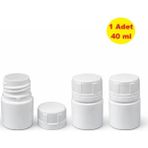 Demet Home 1 Adet 40 ml Kırılır Kapak Numune-ilaç-Tarım-Ecza-Tablet-Hap-Kapsül Şişesi Plastik 40 cc Kutu Şişe - Beyaz