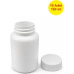 Demet Home 10 Adet 150 ml Bastır Çevir Emniyet Kapak Numune Ilaç Tarım Ecza Tablet Hap Kapsül Plastik Kutusu Şişesi 150 cc Plastik Şişe - Beyaz