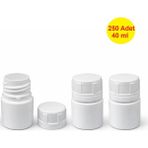 Demet Home 250 Adet 40 ml Kırılır Kapak Numune-ilaç-Tarım-Ecza-Tablet-Hap-Kapsül Şişesi Plastik 40 cc Kutu Şişe - Beyaz