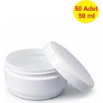 Demet Home 50 ADET 50 ml Beyaz Boş Plastik Pomat Kozmetik Krem Ecza Hobi Kutusu Krem Kavanozu Empty plastic empty box