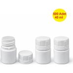 Demet Home 500 Adet 40 ml Kırılır Kapak Numune-ilaç-Tarım-Ecza-Tablet-Hap-Kapsül Şişesi Plastik 40 cc Kutu Şişe - Beyaz