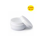 demethome 5 Adet Beyaz 50 Ml Boş Plastik Pomat-krem-kozmetik-Hobi Kutusu Kavanozu 50 cc kutu+kapak