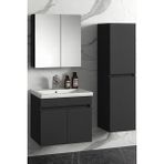 Demezler Mobilya Viena 80 cm Camlı Üst Modül ve Seramik Lavabolu, Mdf Banyo Dolabı Takımı - Antrasit