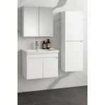 Demezler Mobilya Viena 80 cm Camlı Üst Modül ve Seramik Lavabolu, Mdf Banyo Dolabı Takımı - Beyaz