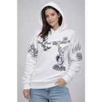 Demir Grup cc 3 Iplik Pamuklu Kapüşonlu Baskılı Sweatshirt Hoodie - Beyaz - L - XL - Standart