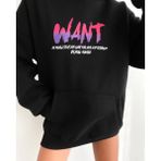 Demir Grup cc Baskılı Üç Iplik Kapüşonlu Oversize Sweatshirt - Siyah - L - XL - Standart
