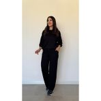 Demir Grup cc Kadın Uzun Kollu Bisiklet Yaka Viskon Iki Iplik Bluz ve Pantolon Ikili Takım - Çok Renkli - 1 Drop - L - XL