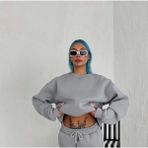 Demir Grup cc Kışlık Bisiklet Yaka Üç Iplik Basic Sweatshirt - Gri - L - XL - Standart