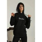 Demir Grup cc Oversize Üç Iplik Kapüşonlu Sweatshirt – Siyah “other Lives” Ön ve Arka Baskılı, Şardonlu Kışlık, Rahat Günlük Model Siiyah - L - XL - Standart