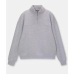 Demir Grup cc Oversize Yarım Farmuarlı Yakalı Basic Sweatshirt - Gri - L - XL - Standart