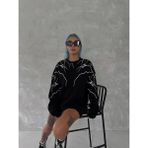 Demir Grup cc Yıldırım Baskılı Bisiklet Yaka Sweatshirt - Siyah - L