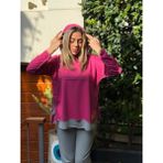 Demir Grup Kadın Pembe Kapşonlu Etek Ucu Detay Arma Ters Dikiş Gorunumlu Ikili Takım - 4XL - 1 Drop