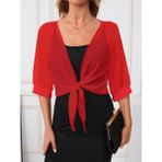 Demir Grup Kadın Truvakar Kollu önden Bağlamalı Kısa şifon Bolero Ceket - Çok Renkli - 2XL - 3XL