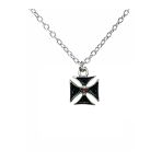 Demir Haç Figürlü Kolye – Gotik Unisex Antik Tasarım, 60 Cm Zincirli