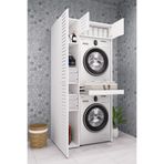 DEMİRBAL MOBİLYA MDF ÇAMAŞIR MAKİNESİ VE KURUTMA MAKİNESİ DOLABI LAKE PANJUR KAPAK STANDART (BEYAZ)