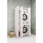 DEMİRBAL MOBİLYA MDF ÇAMAŞIR MAKİNESİ VE KURUTMA MAKİNESİ DOLABI LAKE PANJUR KAPAK STANDART KAPAKLI (BEYAZ)