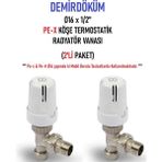 Demirdöküm (2'li Paket) Dd-Tp1 Köşe Pex Termostatik Radyatör Vanası - Thermostatic Radiator Valve