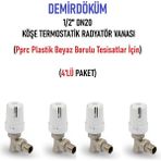 Demirdöküm (4'lü Paket) Dd-T1 Köşe 1/2" Termostatik Radyatör Vanası - Thermostatic Radiator Valve