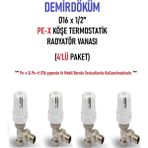 Demirdöküm (4'lü Paket) Dd-Tp1 Köşe Pex Termostatik Radyatör Vanası - Thermostatic Radiator Valve