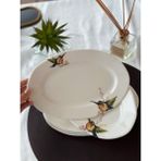 Demirel Home Kütahya 2'li 20CM Orta Boy Porselen Kayık Tabağı Sunum Servis Seti - Beyaz - Sarı
