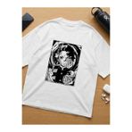 Demon Slayer Anime Baskılı Oversize Unisex Pamuklu Beyaz Tişört tis77sb