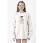 Demon Slayer Anime Crest Earring Demon Beyaz Kadın 2ip Sweatshirt