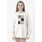 Demon Slayer Anime Patterns Beyaz Kadın 2ip Sweatshirt