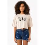 Demon Slayer Anime Upper Moon Demon Eyes Bej Kadın Crop Tshirt