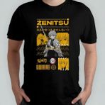 Demon Slayer Kimetsu No Yaiba Zenitsu Unisex %100 Pamuklu Bisiklet Yaka T-Shirt - Siyah - XL