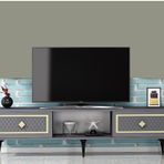 Demonte Decor 2 Kapaklı, Raflı Herry Tv Sehpası Alt Modül Antrasit-Altın