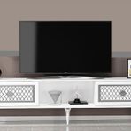 Demonte Decor 2 Kapaklı, Raflı Herry Tv Sehpası Alt Modül Beyaz-Gümüş