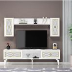 Demonte Decor 4 Kapaklı, 2 Raflı Herry Tv Ünitesi Takım Beyaz-Altın
