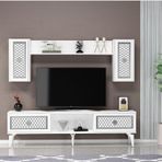 Demonte Decor 4 Kapaklı, 2 Raflı Herry Tv Ünitesi Takım Beyaz-Gümüş