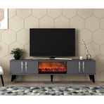 Demonte Decor Assel Şömineli Tv Sehpası (Alt Modül) Antrasit-Gümüş - Antrasit - Gümüş