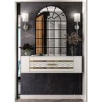 Demonte Decor D7050DD-128 Duvara Monte Tek Kapaklı Pleksili Dresuar Beyaz-Altın - Beyaz - Altın
