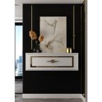 Demonte Decor D7053DD-32 Duvara Monte Tek Kapaklı Pleksili Dresuar Beyaz-Altın - Beyaz - Altın
