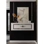 Demonte Decor D7053DD-32 Duvara Monte Tek Kapaklı Pleksili Dresuar Beyaz-Gümüş - Beyaz - Gümüş