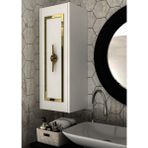 Demonte Decor D7055DD-32 Duvara Monte Tek Kapaklı Banyo Dolabı Beyaz-Altın - Beyaz - Altın