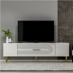 Demonte Decor Dekol3dd Tv Sehpası Beyaz-Altın