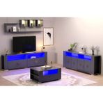 Demonte Decor Klein Led Aydınlatmalı ,Spot Işıklı Tv Ünitesi, Orta Sehpa Ve Konsol Salon Takımı Antrasit-Altın