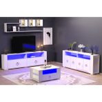 Demonte Decor Klein Led Aydınlatmalı ,Spot Işıklı Tv Ünitesi, Orta Sehpa Ve Konsol Salon Takımı Beyaz-Altın