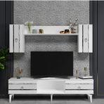 Demonte Decor Pelin Tv Ünitesi Takımı Beyaz-Gümüş