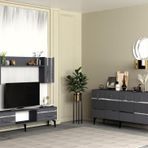 Demonte Decor Pelin Tv Ünitesi Ve Konsol 2'Li Salon Takımı Antrasit-Gümüş